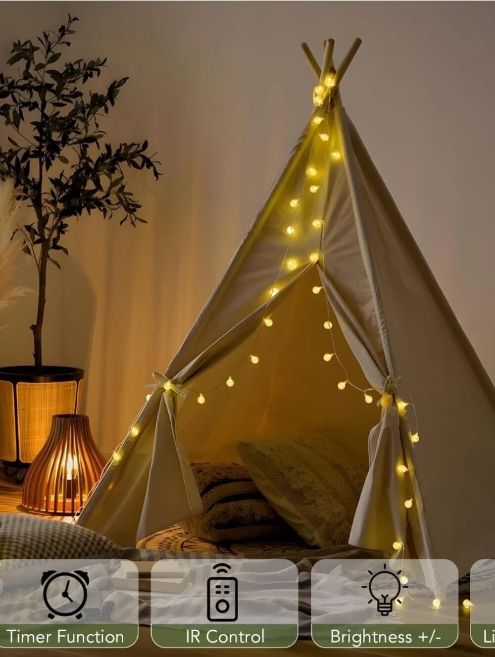 Globe Fairy String Lights Battery Operated - 33ft 80LED with Remote, Waterproof